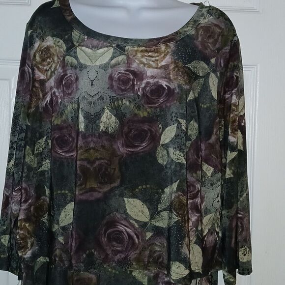 Mlle Gabrielle floral purple rose print overlay dress Sz 2x NWOT - Picture 3 of 7